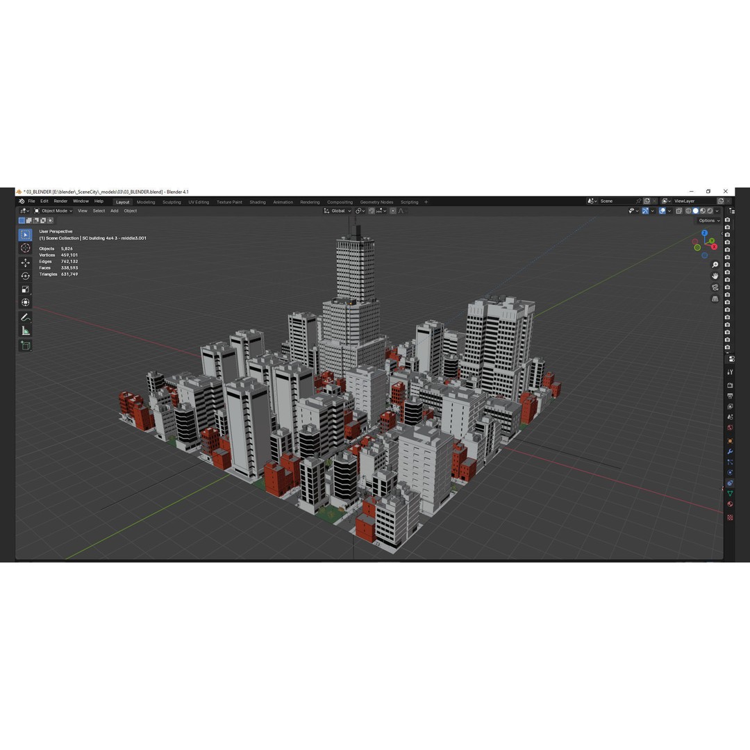 City Downtown Skyscraper 3D Model – Low Poly Urban Asset, FBX - View 13