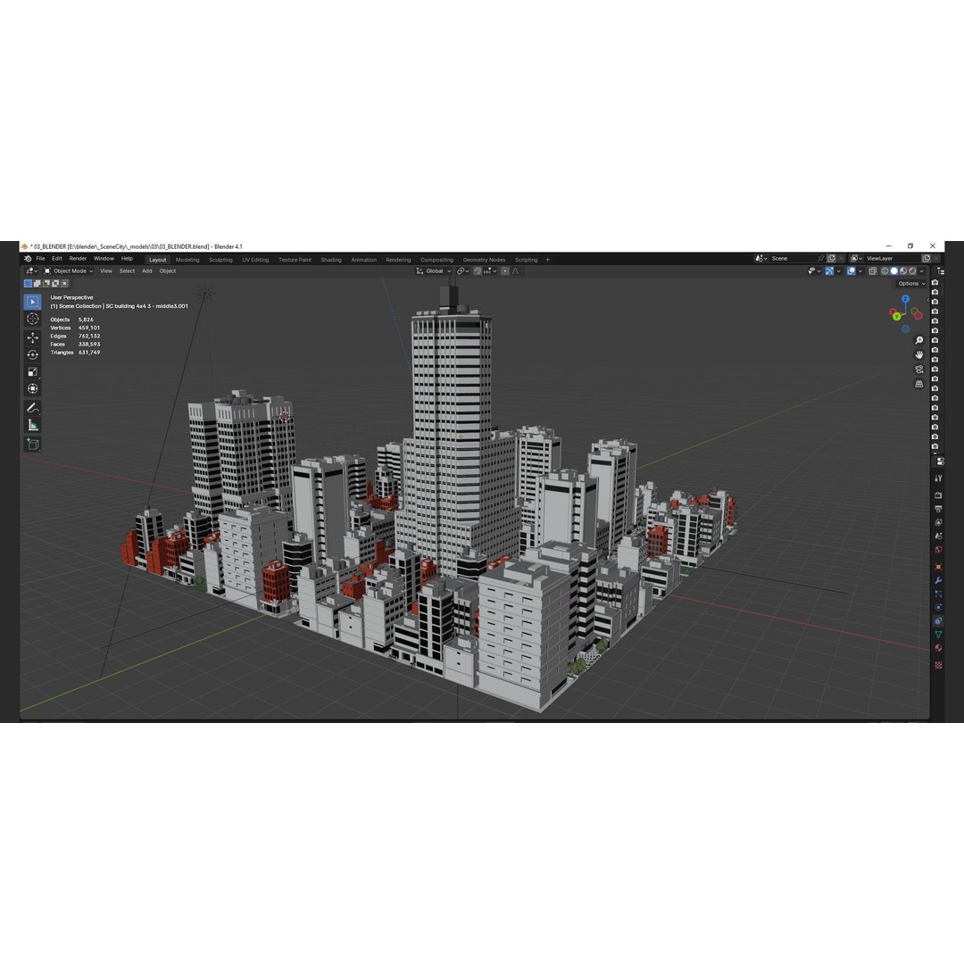 City Downtown Skyscraper 3D Model – Low Poly Urban Asset, FBX - View 15