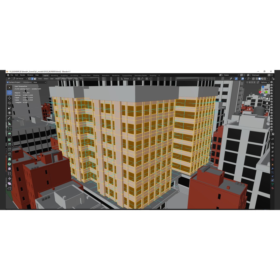 City Downtown Skyscraper 3D Model – Low Poly Urban Asset, FBX - View 17