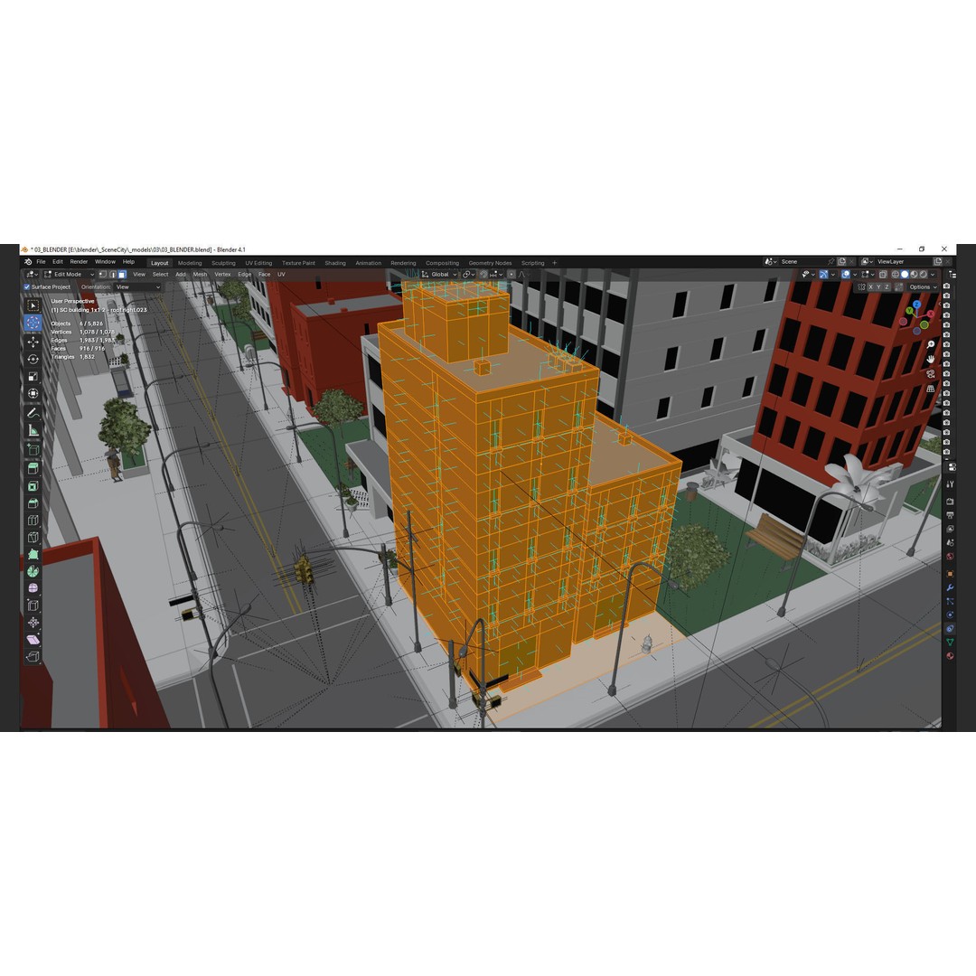 City Downtown Skyscraper 3D Model – Low Poly Urban Asset, FBX - View 19