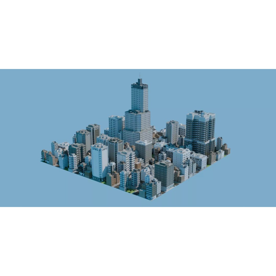 City Downtown Skyscraper 3D Model – Low Poly Urban Asset, FBX - View 2