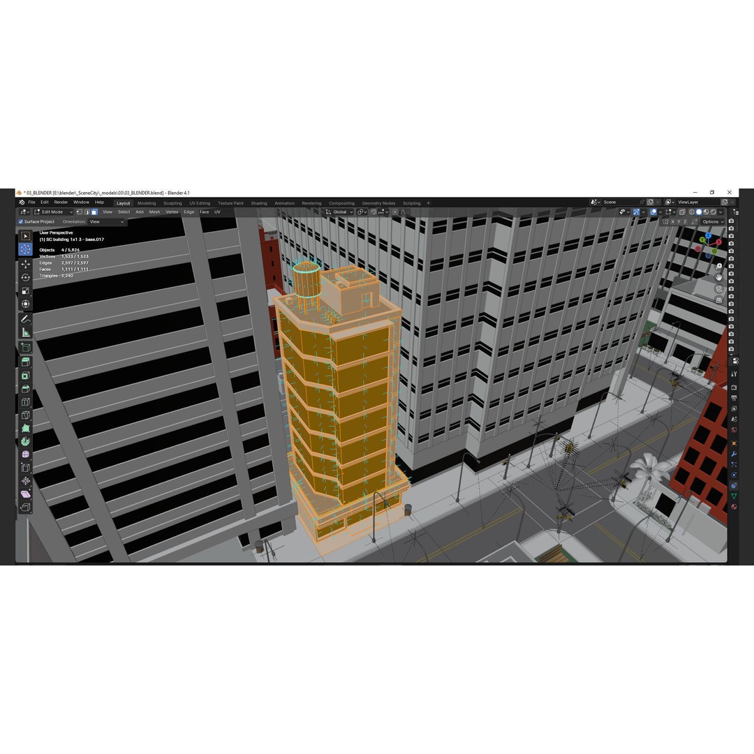 City Downtown Skyscraper 3D Model – Low Poly Urban Asset, FBX - View 20