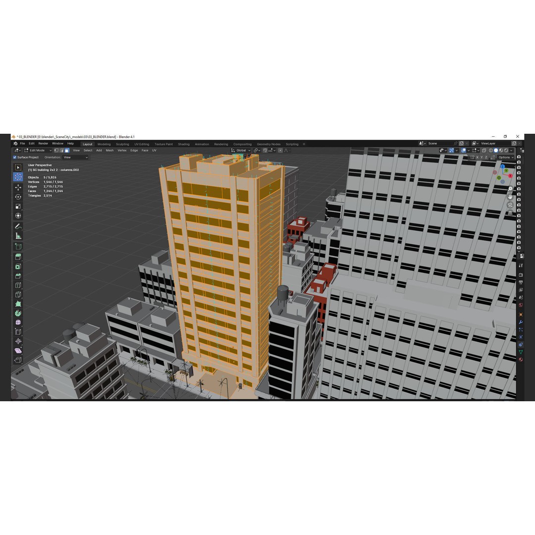 City Downtown Skyscraper 3D Model – Low Poly Urban Asset, FBX - View 21