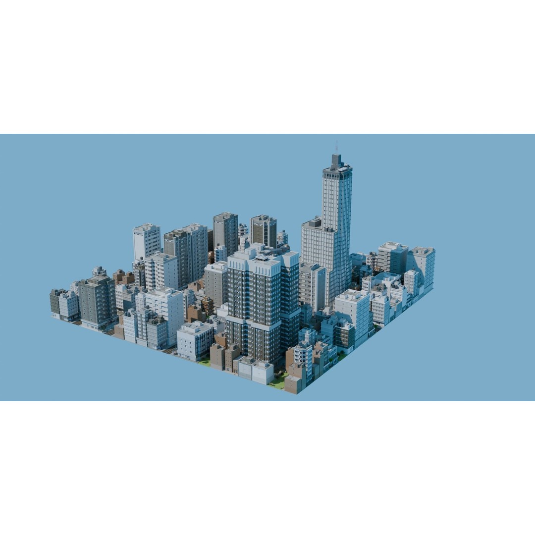 City Downtown Skyscraper 3D Model – Low Poly Urban Asset, FBX - View 3