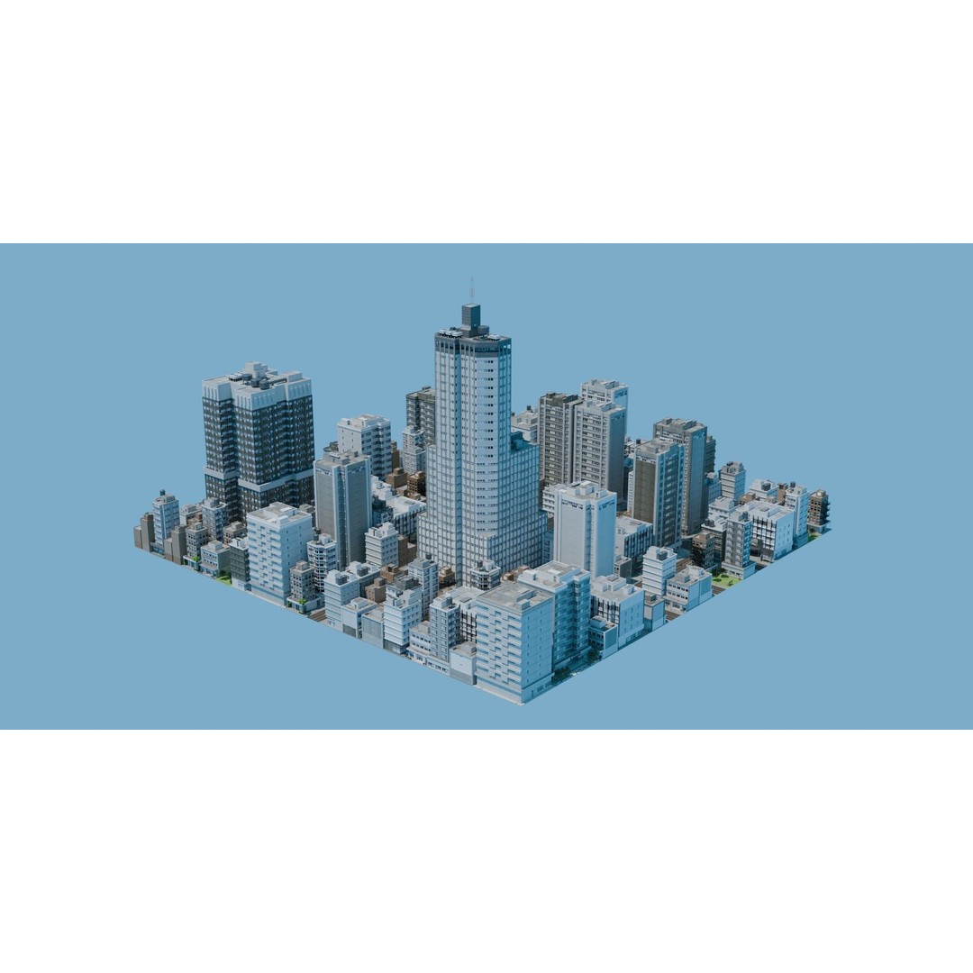 City Downtown Skyscraper 3D Model – Low Poly Urban Asset, FBX - View 4