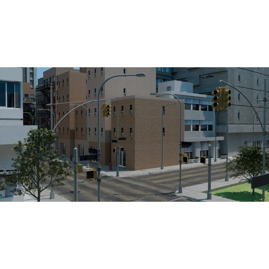 City Downtown Skyscraper 3D Model – Low Poly Urban Asset, FBX - View 8