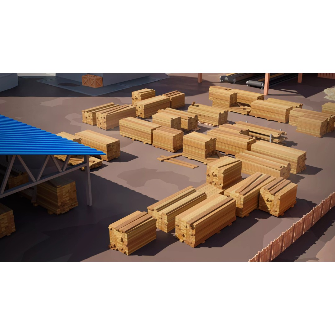 Logging Facility 3D Model – Low Poly Industrial Asset, FBX/Blender - View 14
