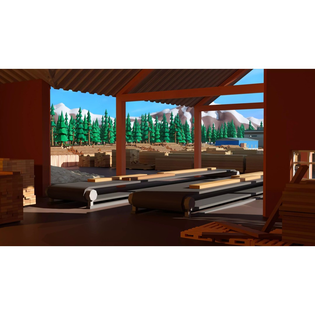 Logging Facility 3D Model – Low Poly Industrial Asset, FBX/Blender - View 30