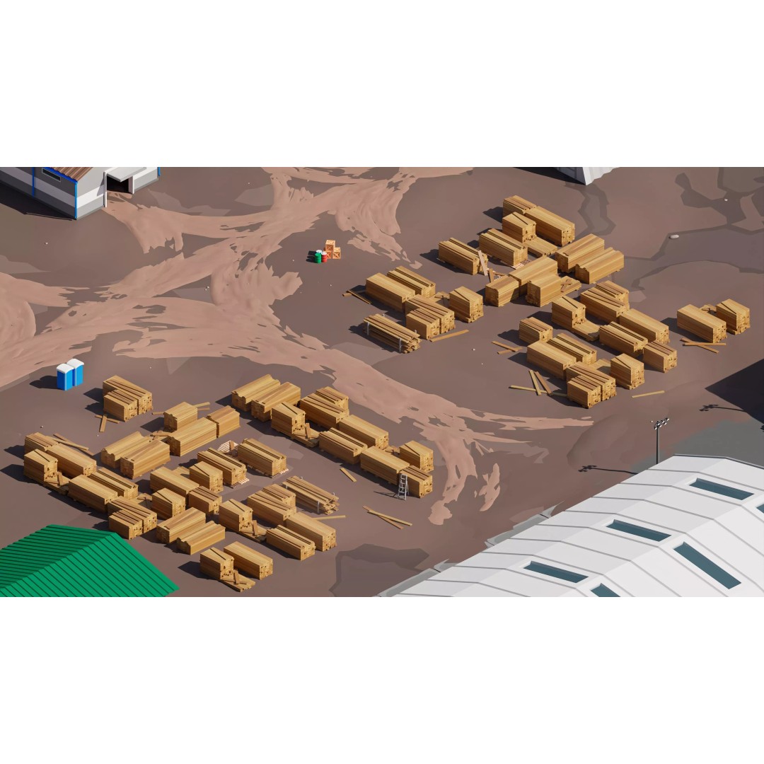 Logging Facility 3D Model – Low Poly Industrial Asset, FBX/Blender - View 36
