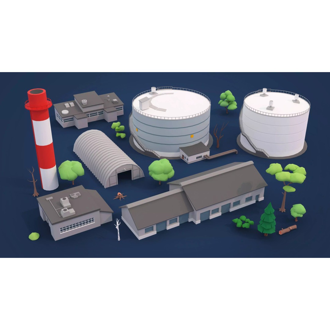 Logging Facility 3D Model – Low Poly Industrial Asset, FBX/Blender - View 39