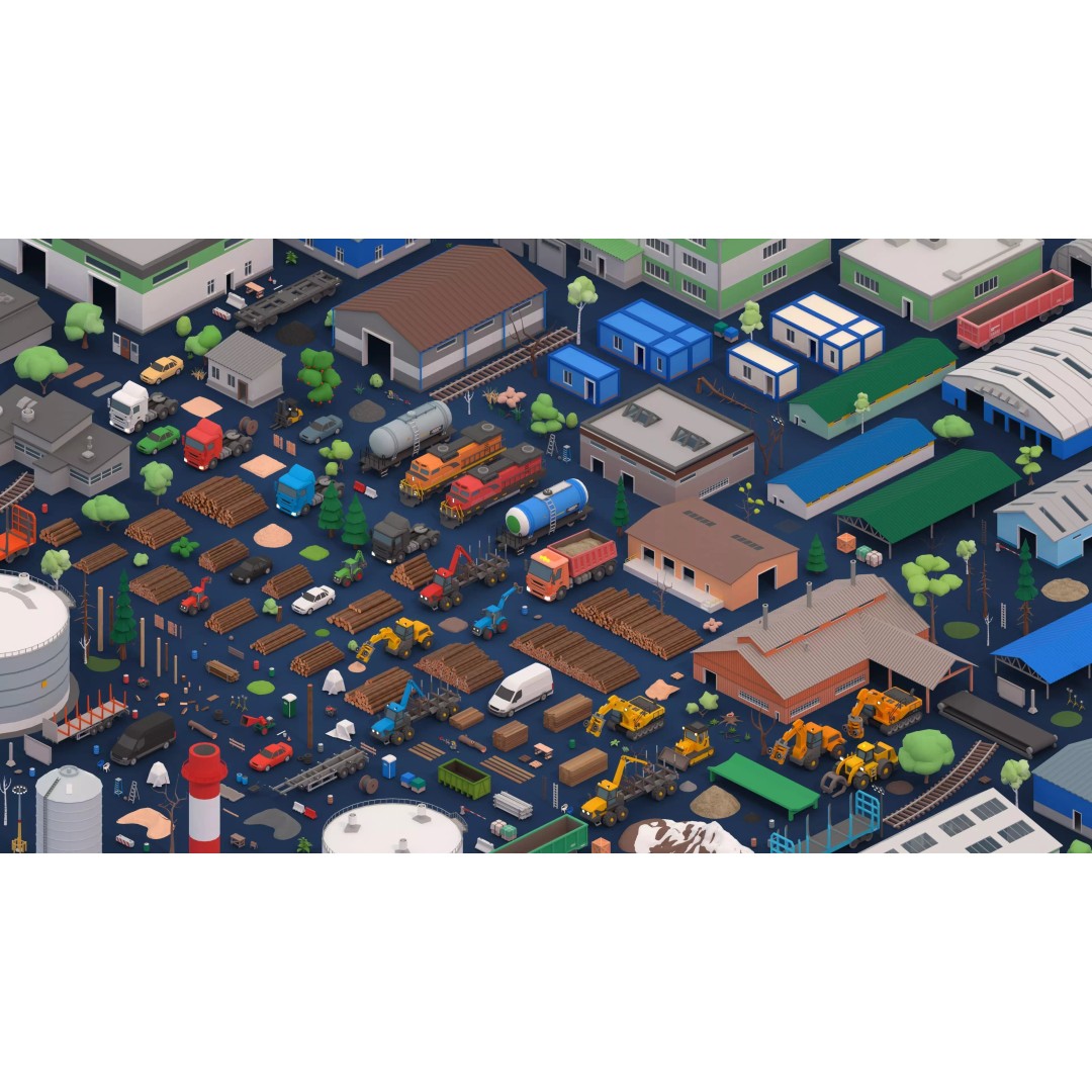 Logging Facility 3D Model – Low Poly Industrial Asset, FBX/Blender - View 4