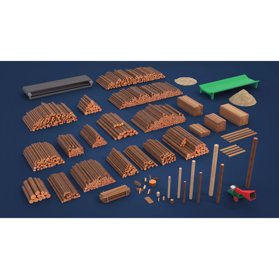 Logging Facility 3D Model – Low Poly Industrial Asset, FBX/Blender - View 42