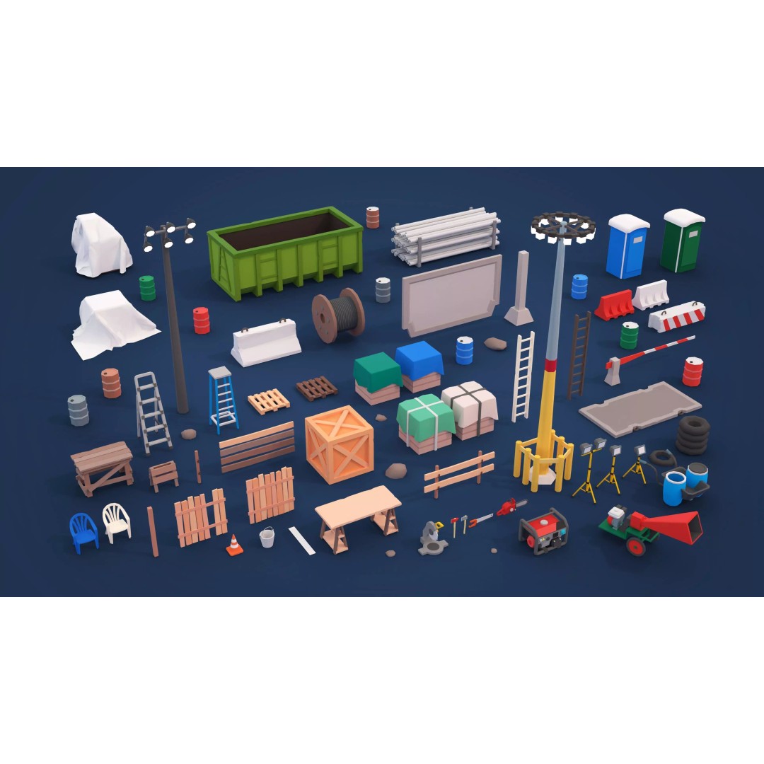 Logging Facility 3D Model – Low Poly Industrial Asset, FBX/Blender - View 48