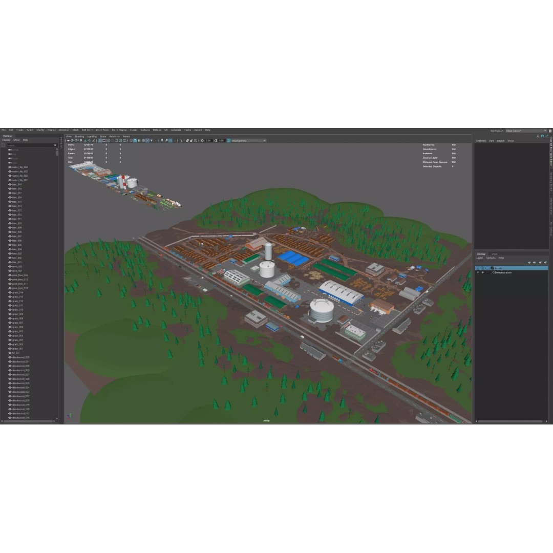 Logging Facility 3D Model – Low Poly Industrial Asset, FBX/Blender - View 50