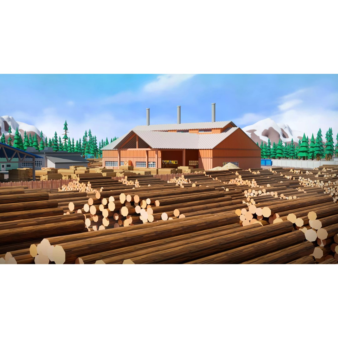 Logging Facility 3D Model – Low Poly Industrial Asset, FBX/Blender - View 9