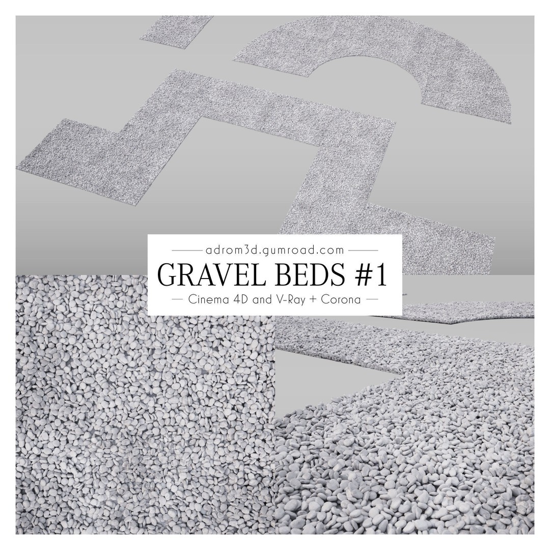 Adjustable Gravel Beds 3D Model – Customizable Landscape Asset for Cinema 4D - View 3