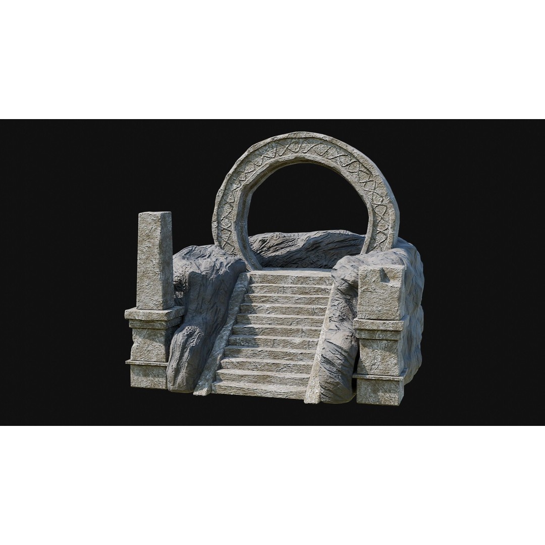Stone Portal Gate 3D Model – Low Poly Game-Ready Asset, FBX & OBJ - View 3