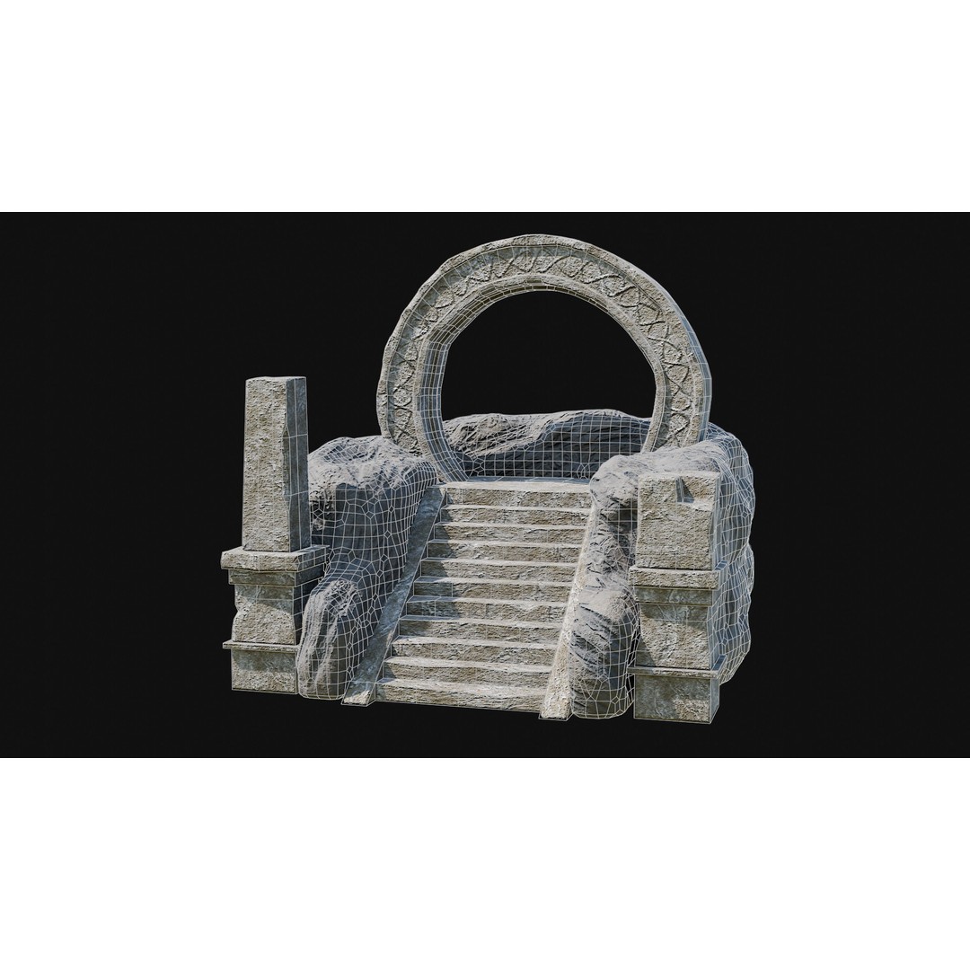 Stone Portal Gate 3D Model – Low Poly Game-Ready Asset, FBX & OBJ - View 6