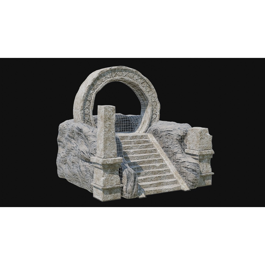 Stone Portal Gate 3D Model – Low Poly Game-Ready Asset, FBX & OBJ - View 8