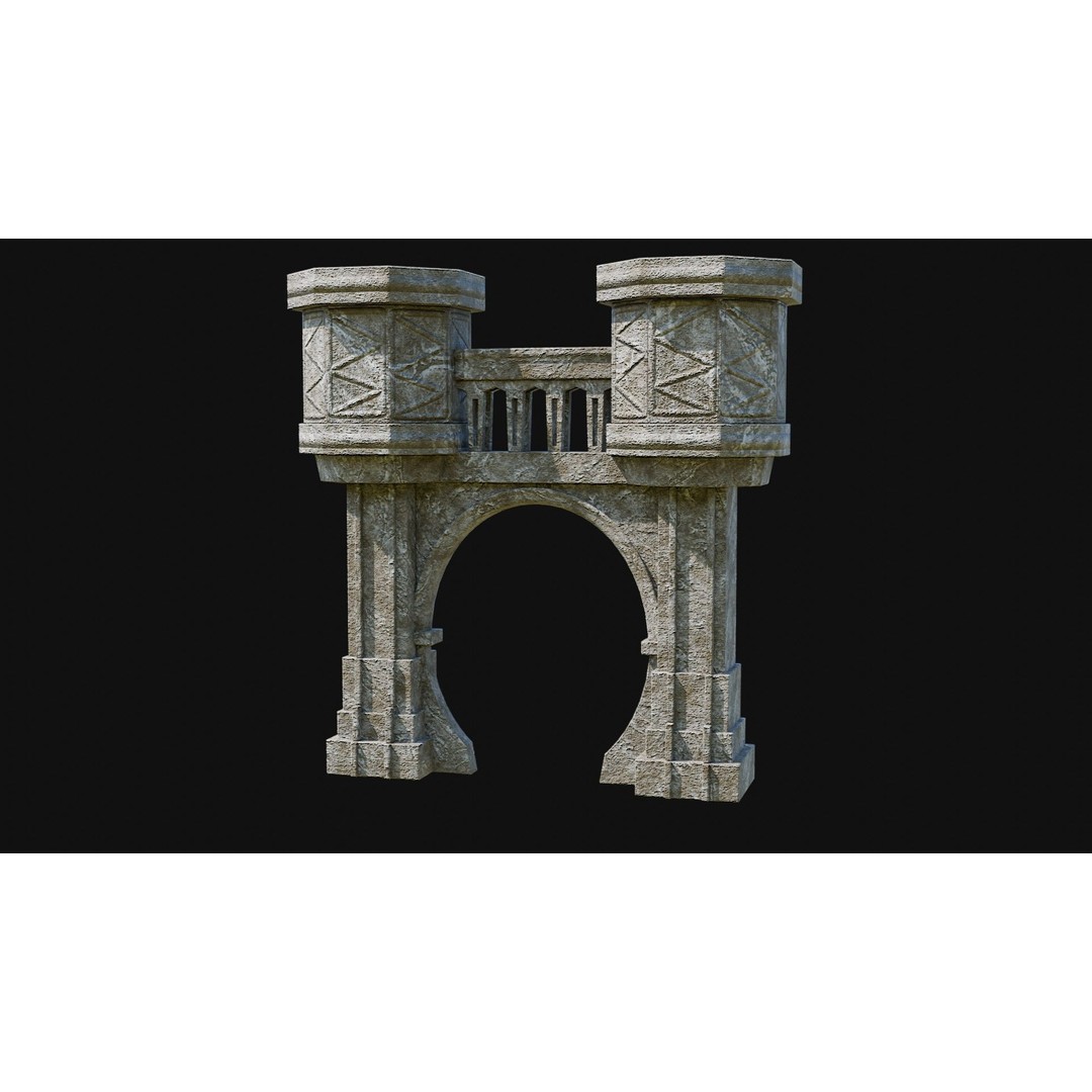 Stone Portal Gate 3D Model – Low Poly Game-Ready Asset, FBX & OBJ - View 9