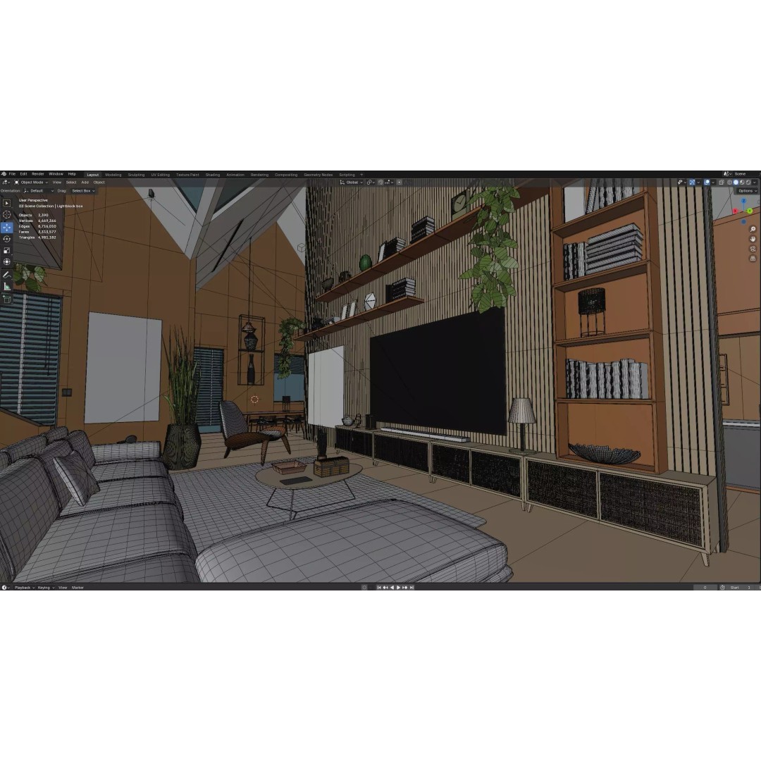 Modern Modular House 3D Model – High Poly Blender Villa, FBX - View 23