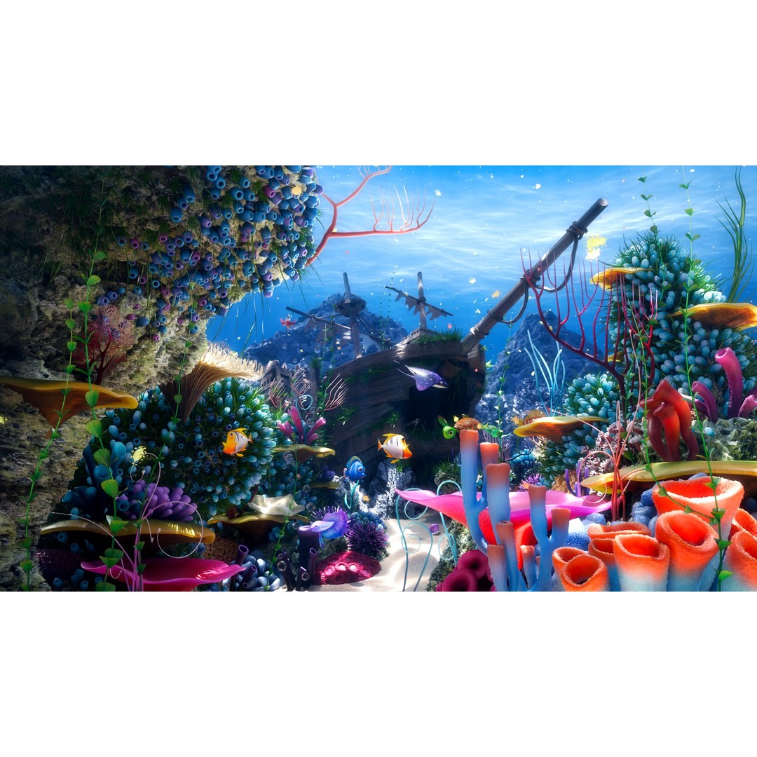 Cartoon Underwater Scene 3D Model – Rigged Animated Environment, Blender - View 3