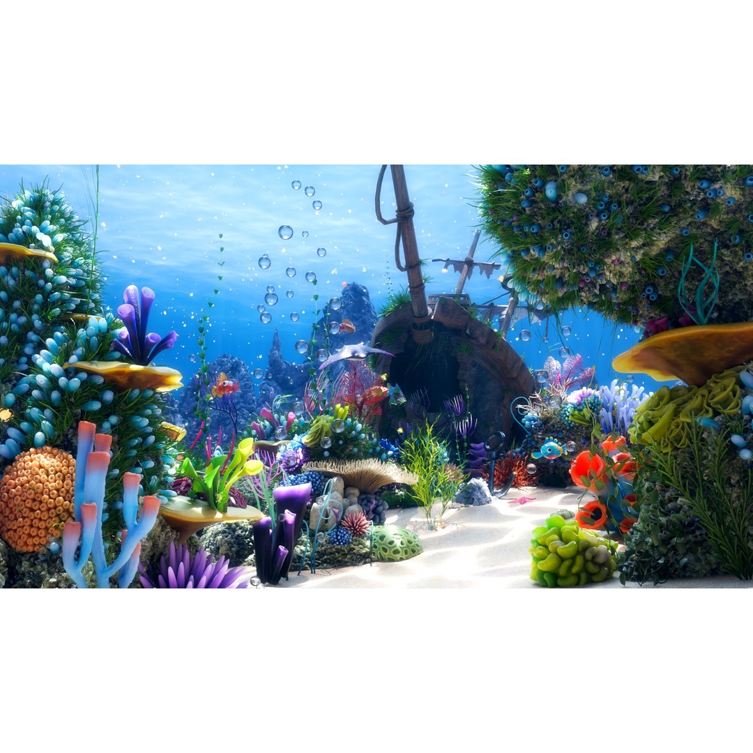 Cartoon Underwater Scene 3D Model – Rigged Animated Environment, Blender - View 4
