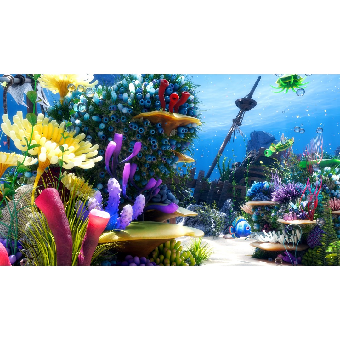 Cartoon Underwater Scene 3D Model – Rigged Animated Environment, Blender - View 5