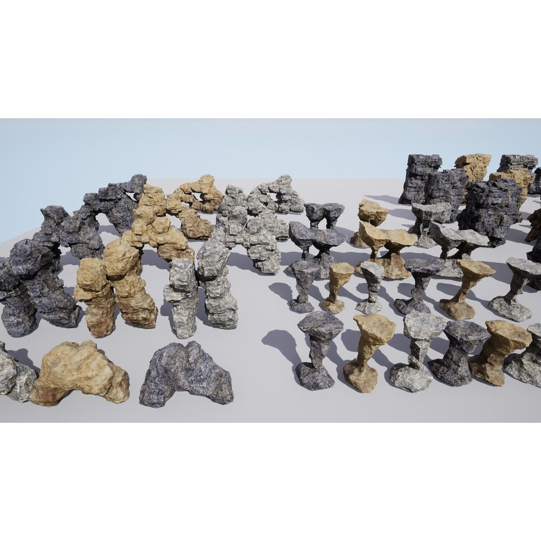 Rock Cliffs 3D Model – Low Poly Landscape Asset Pack, FBX - View 10