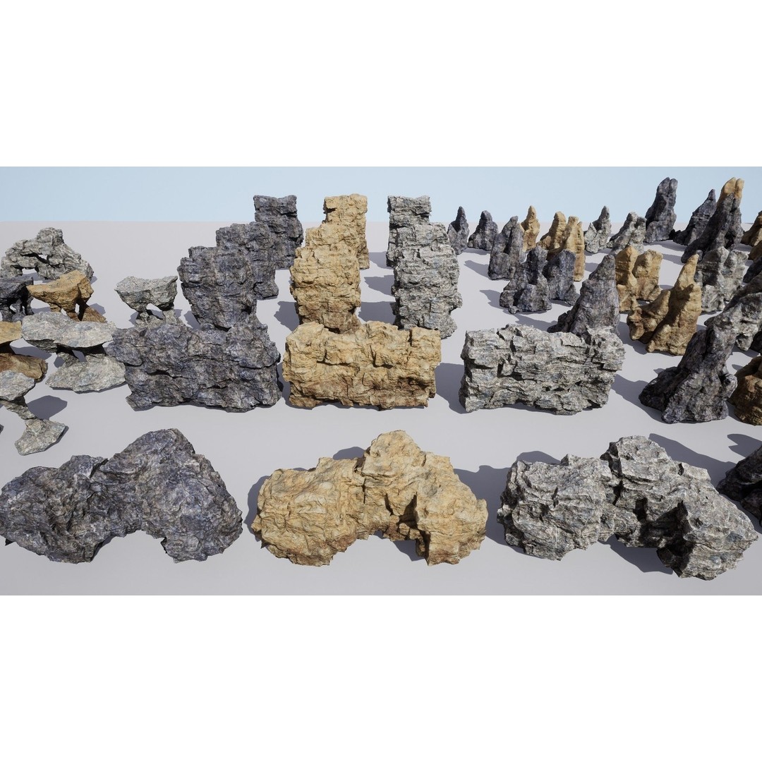 Rock Cliffs 3D Model – Low Poly Landscape Asset Pack, FBX - View 11