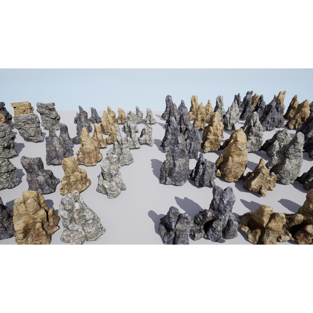 Rock Cliffs 3D Model – Low Poly Landscape Asset Pack, FBX - View 12