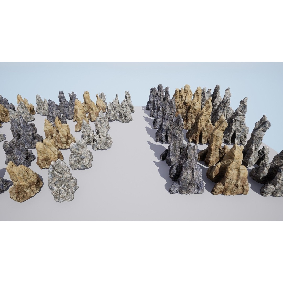 Rock Cliffs 3D Model – Low Poly Landscape Asset Pack, FBX - View 13