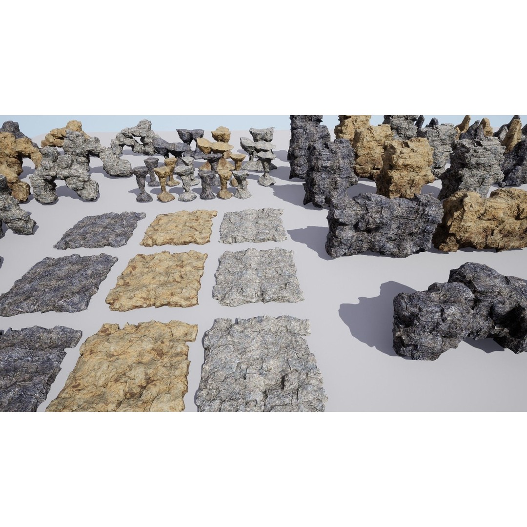 Rock Cliffs 3D Model – Low Poly Landscape Asset Pack, FBX - View 14
