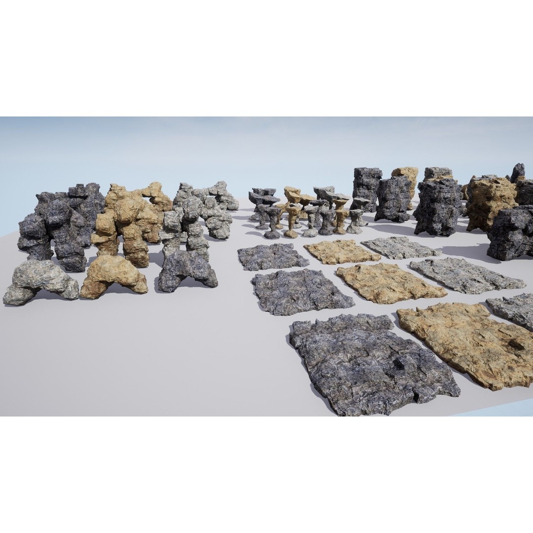 Rock Cliffs 3D Model – Low Poly Landscape Asset Pack, FBX - View 15