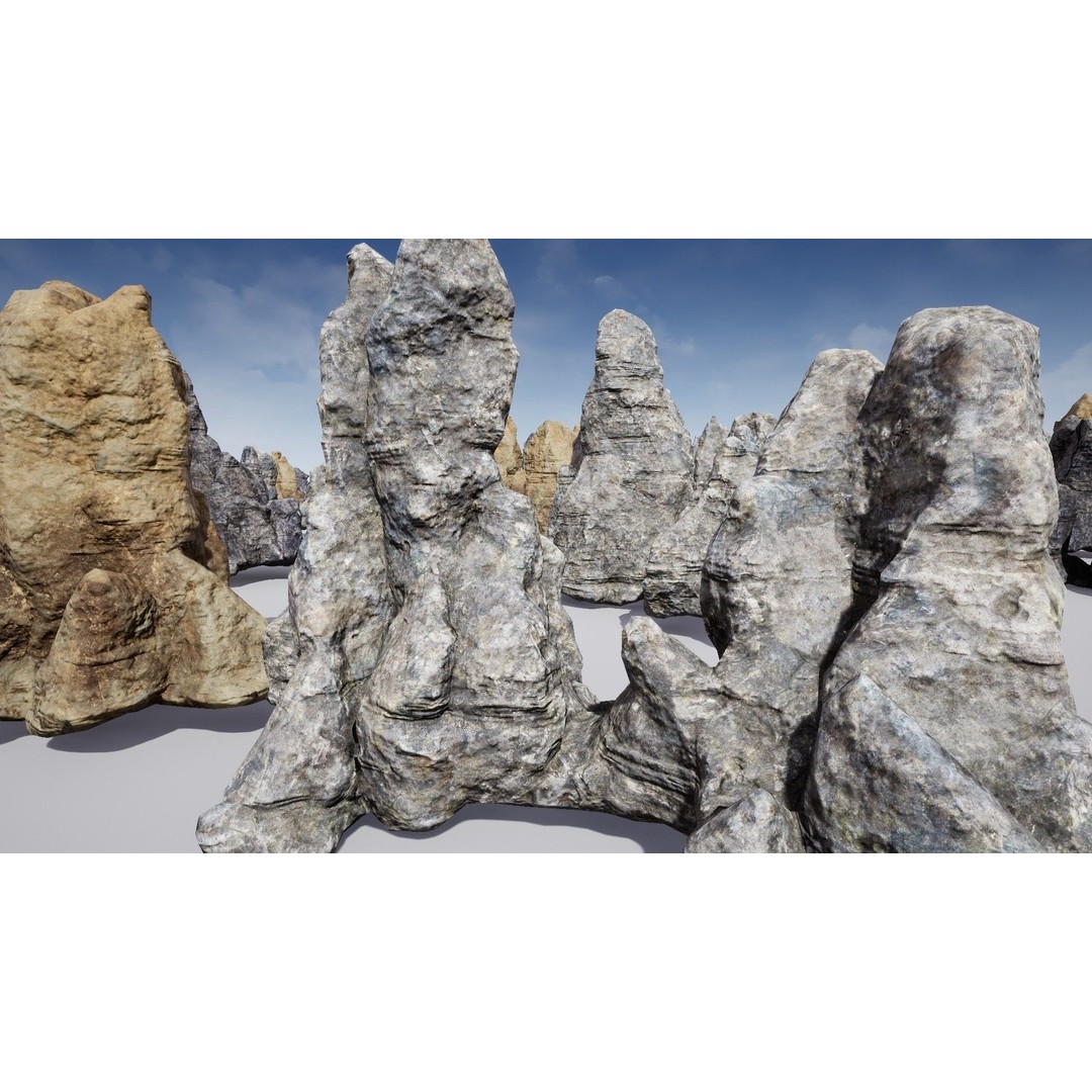 Rock Cliffs 3D Model – Low Poly Landscape Asset Pack, FBX - View 16
