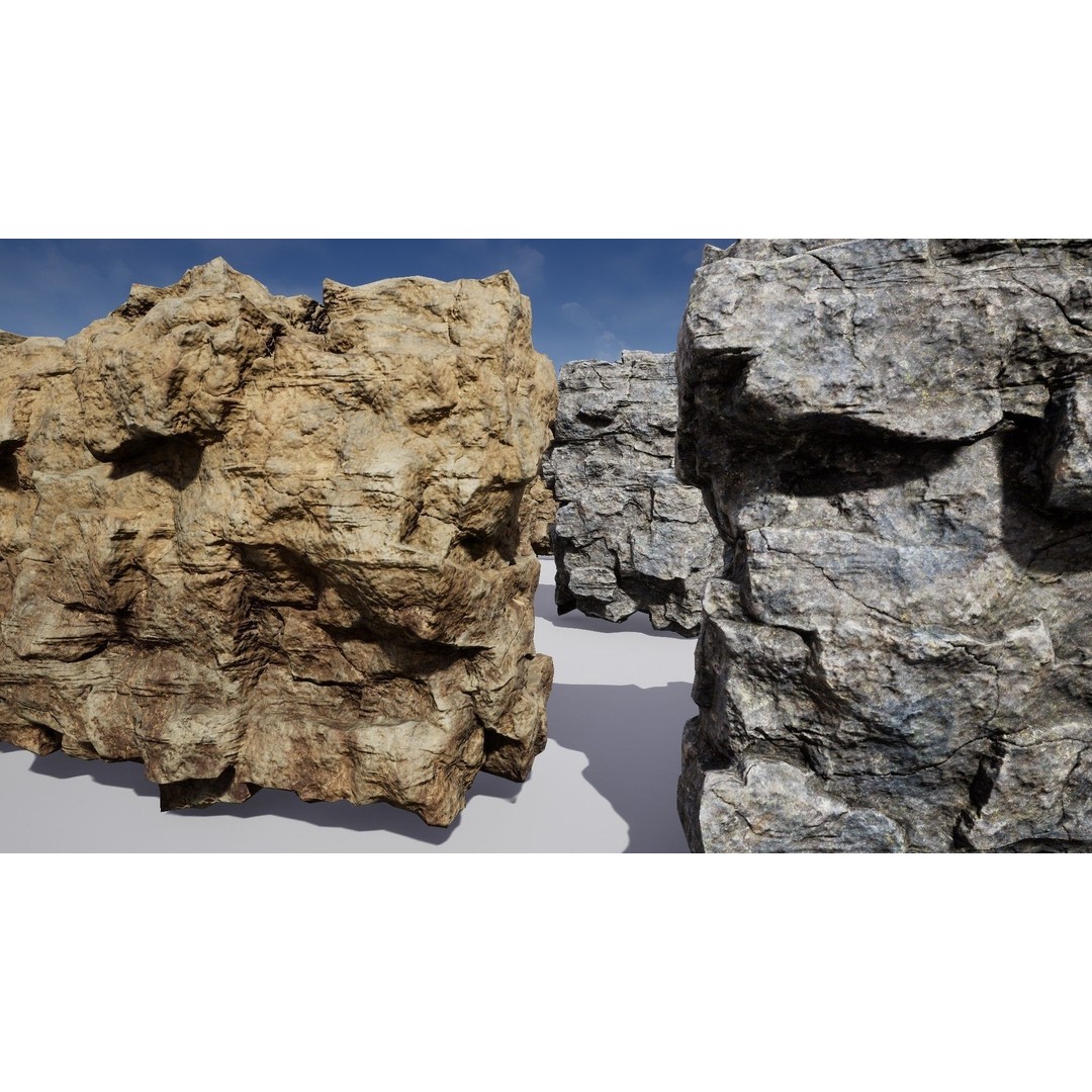 Rock Cliffs 3D Model – Low Poly Landscape Asset Pack, FBX - View 17