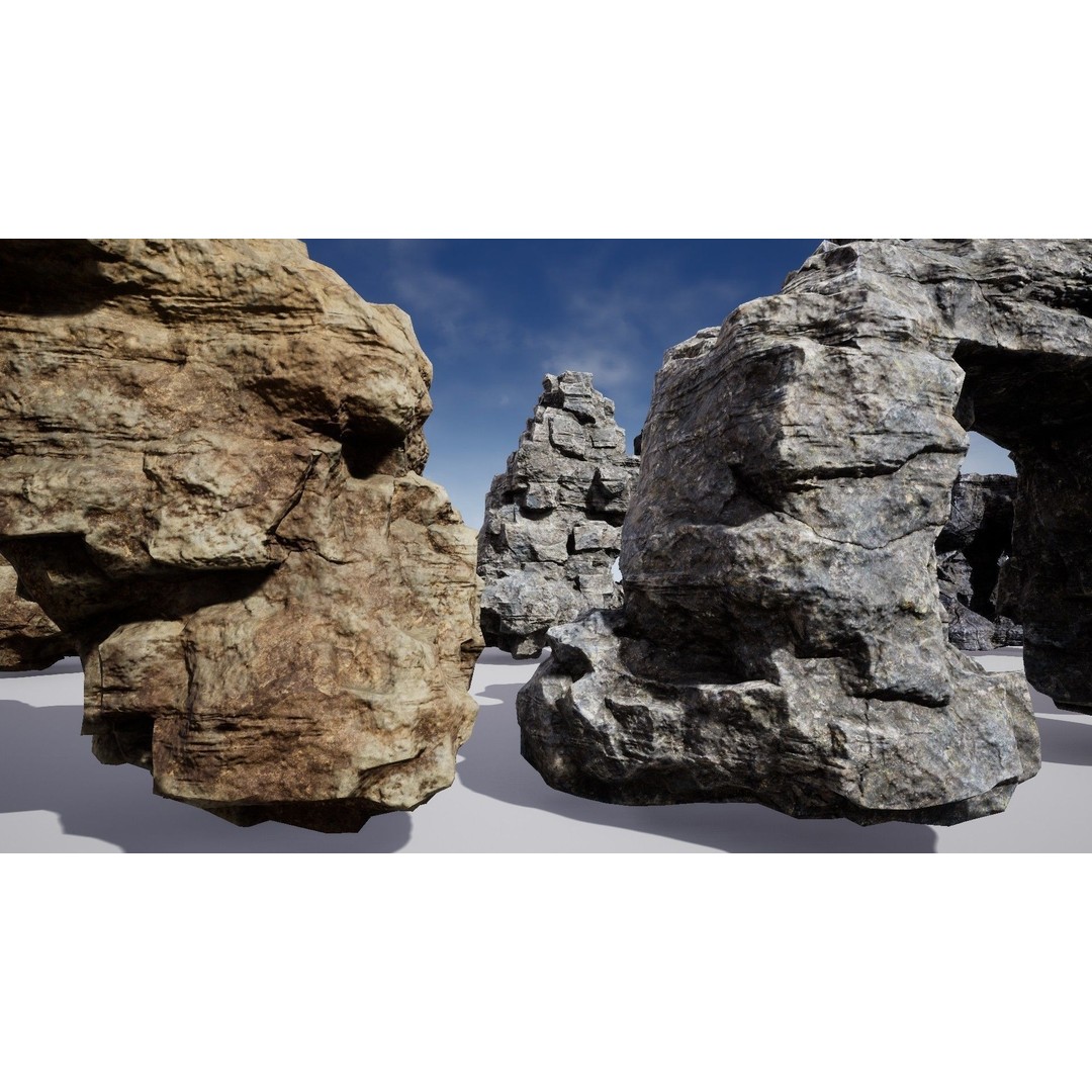 Rock Cliffs 3D Model – Low Poly Landscape Asset Pack, FBX - View 18