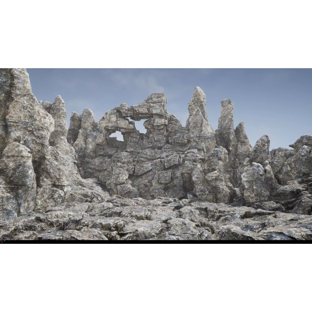 Rock Cliffs 3D Model – Low Poly Landscape Asset Pack, FBX - View 2