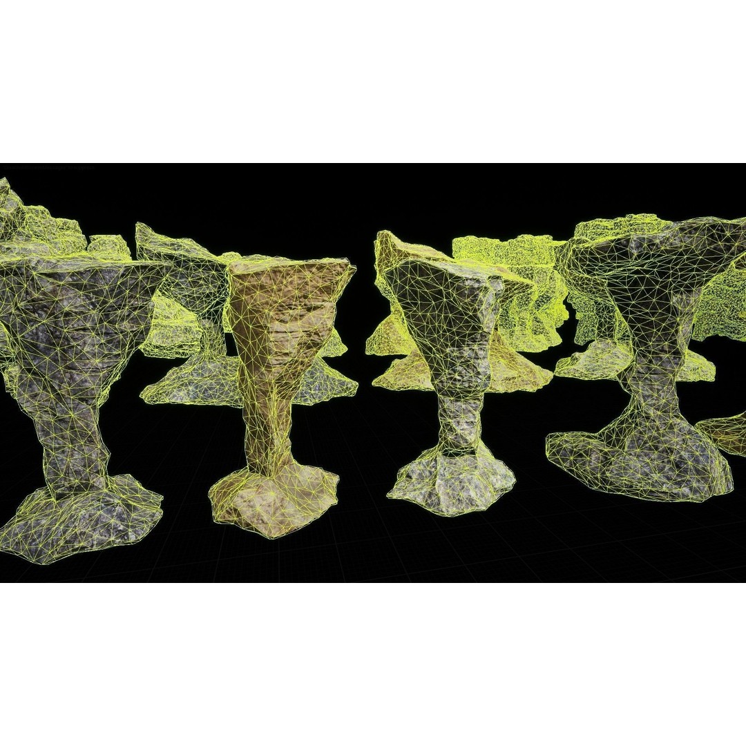 Rock Cliffs 3D Model – Low Poly Landscape Asset Pack, FBX - View 21
