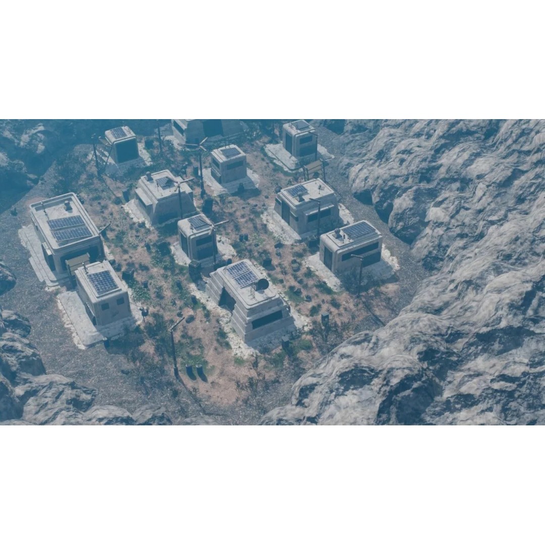 Abandoned Future Settlement 3D Model – High-Quality Environment, PBR Textures