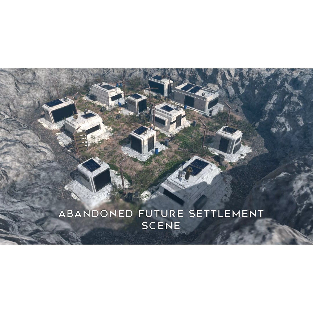 Abandoned Future Settlement 3D Model – High-Quality Environment, PBR Textures - View 2