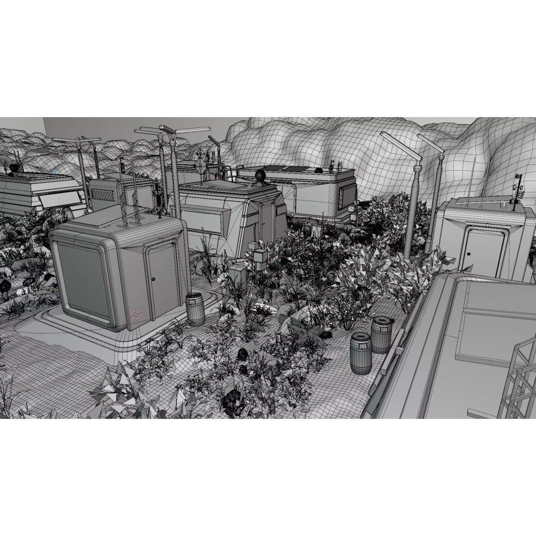 Abandoned Future Settlement 3D Model – High-Quality Environment, PBR Textures - View 6