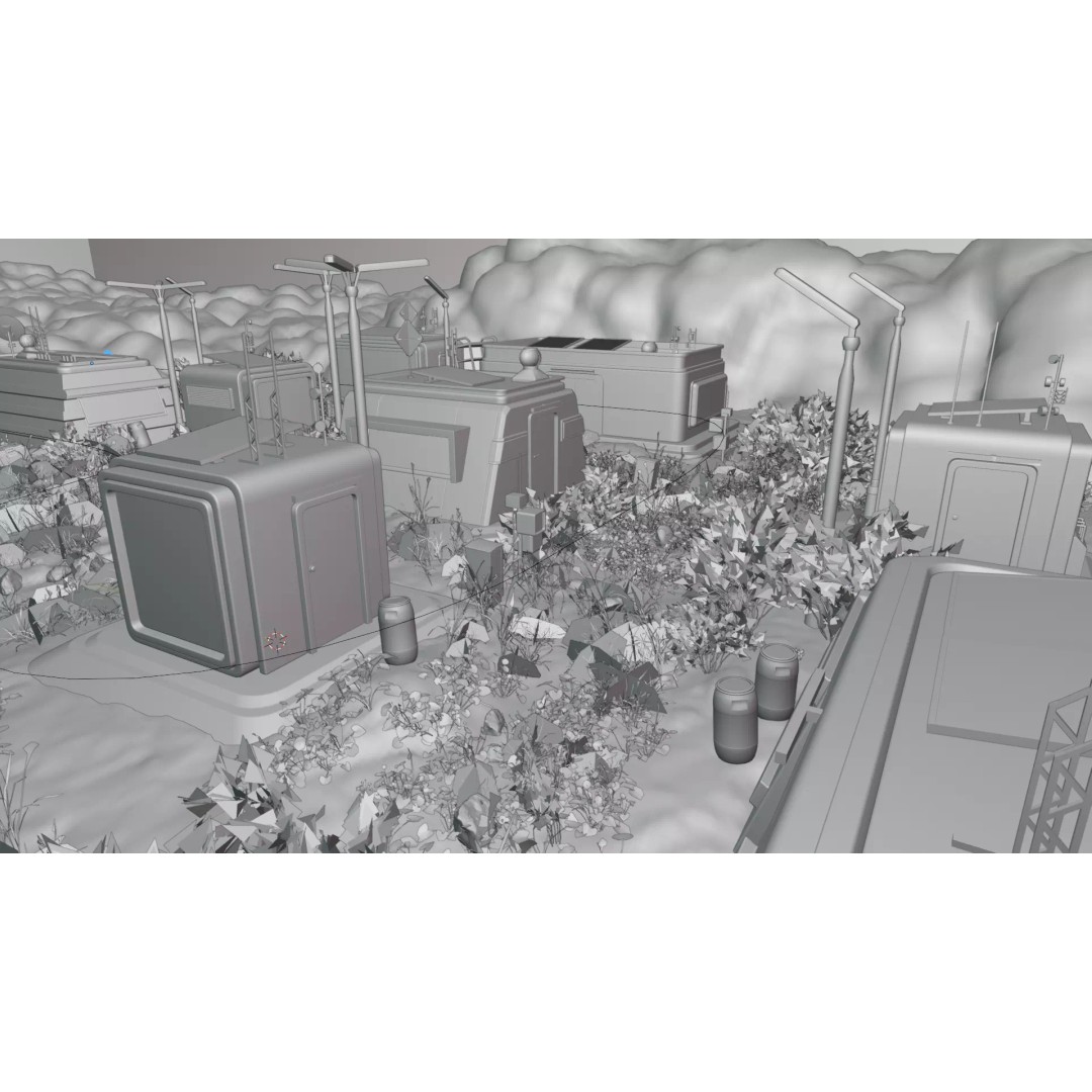 Abandoned Future Settlement 3D Model – High-Quality Environment, PBR Textures - View 7