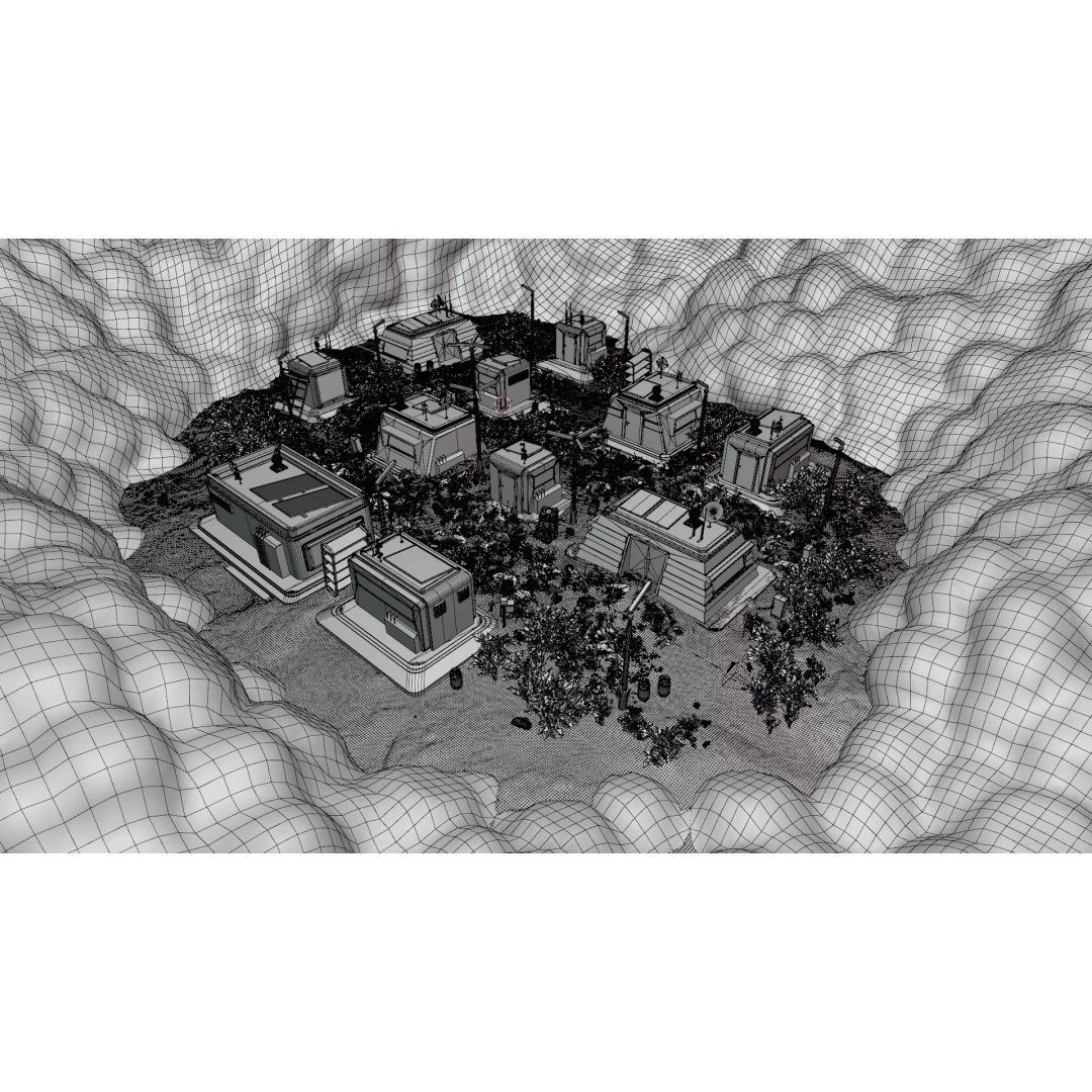 Abandoned Future Settlement 3D Model – High-Quality Environment, PBR Textures - View 8
