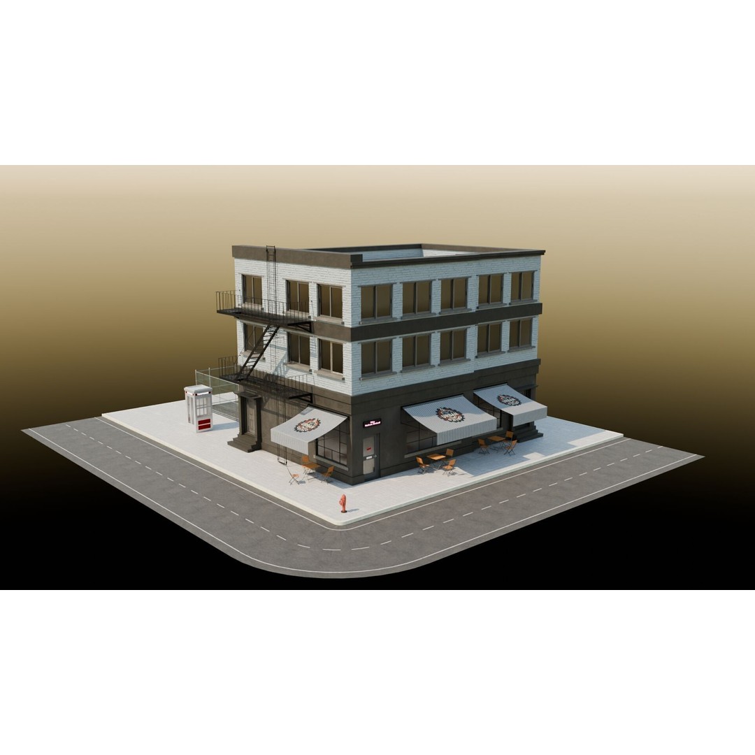 Urban Buildings 3D Model – Realistic Asset Pack for Games, Blender - View 13