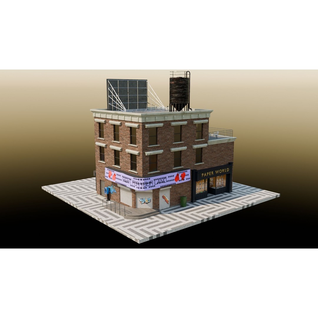 Urban Buildings 3D Model – Realistic Asset Pack for Games, Blender - View 15