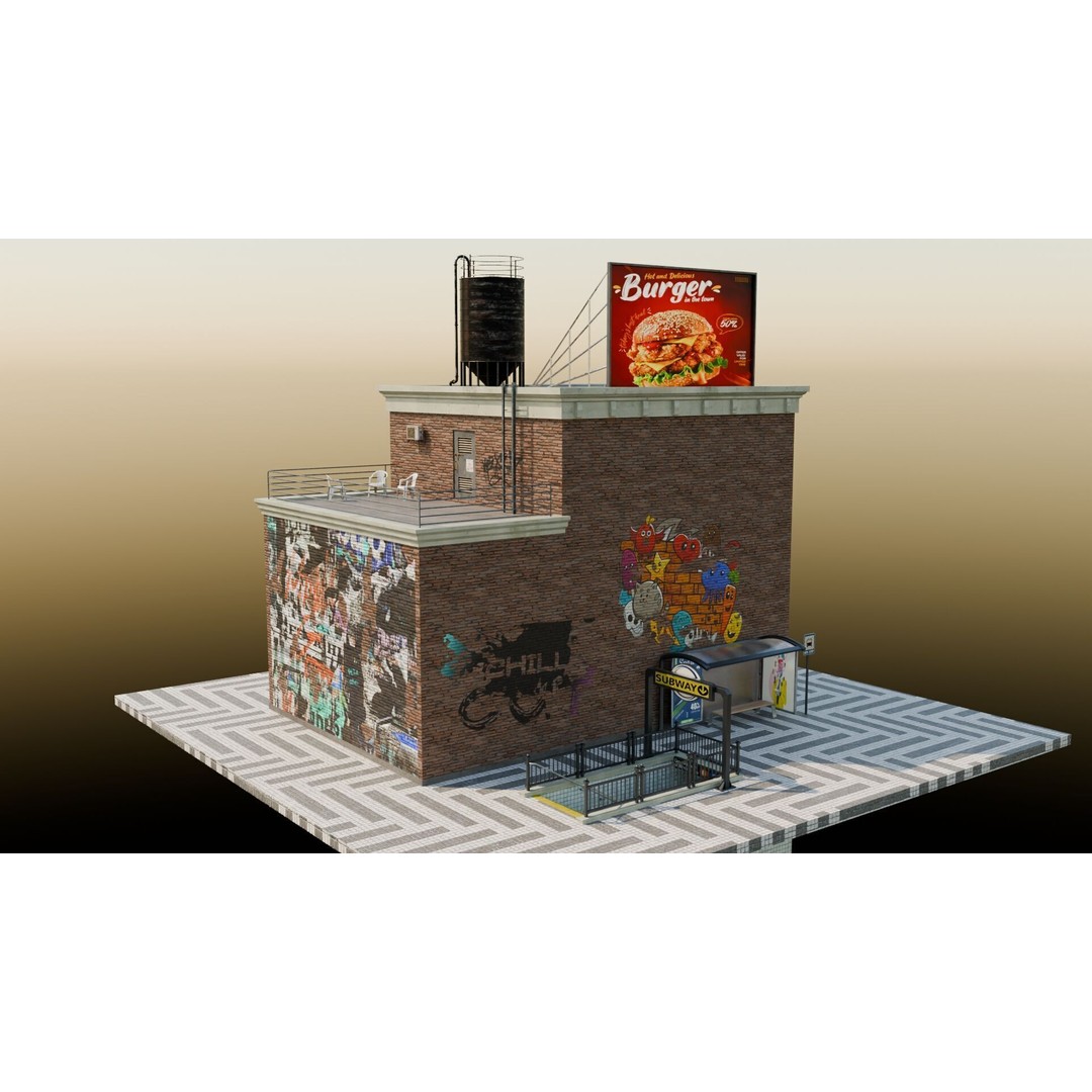 Urban Buildings 3D Model – Realistic Asset Pack for Games, Blender - View 16