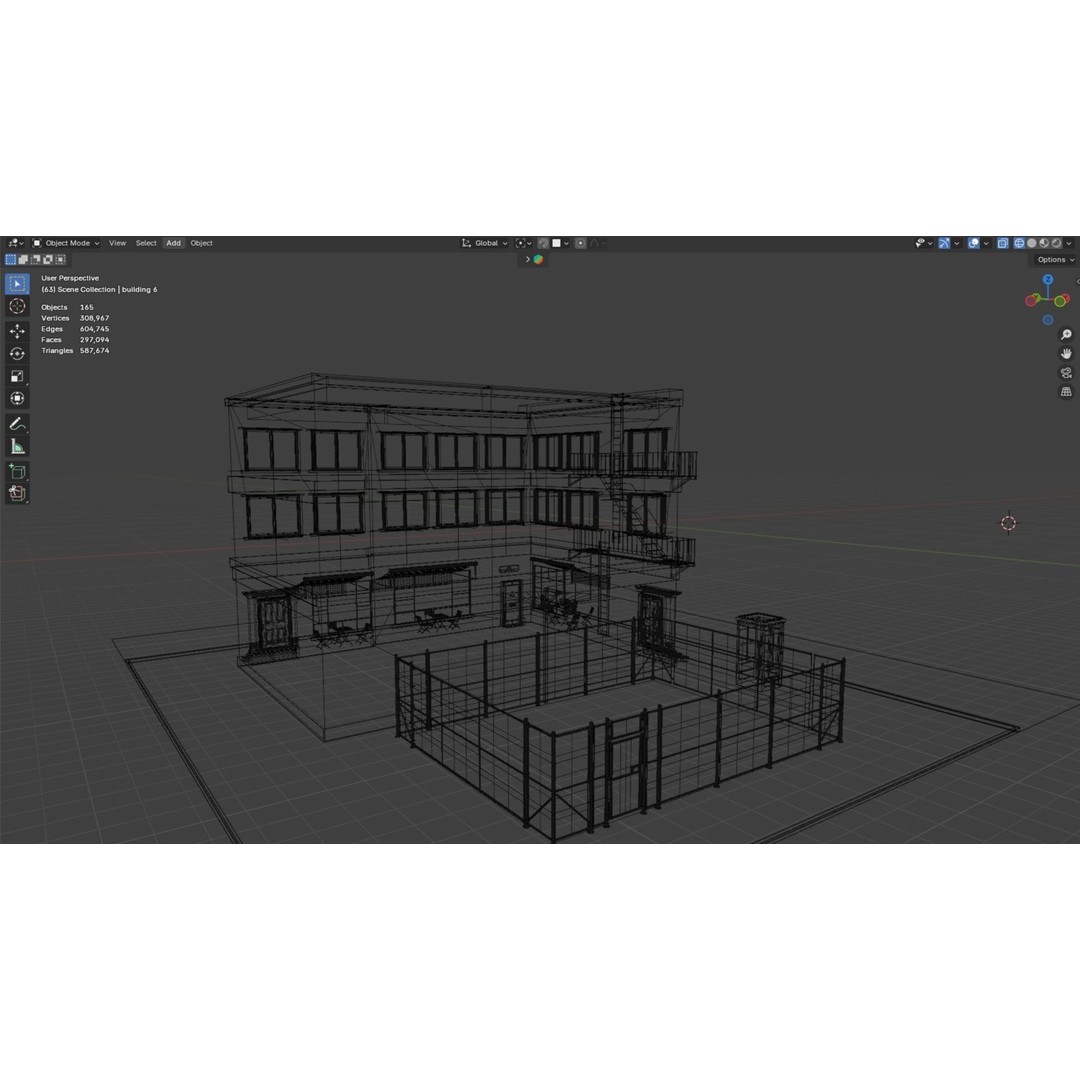 Urban Buildings 3D Model – Realistic Asset Pack for Games, Blender - View 18