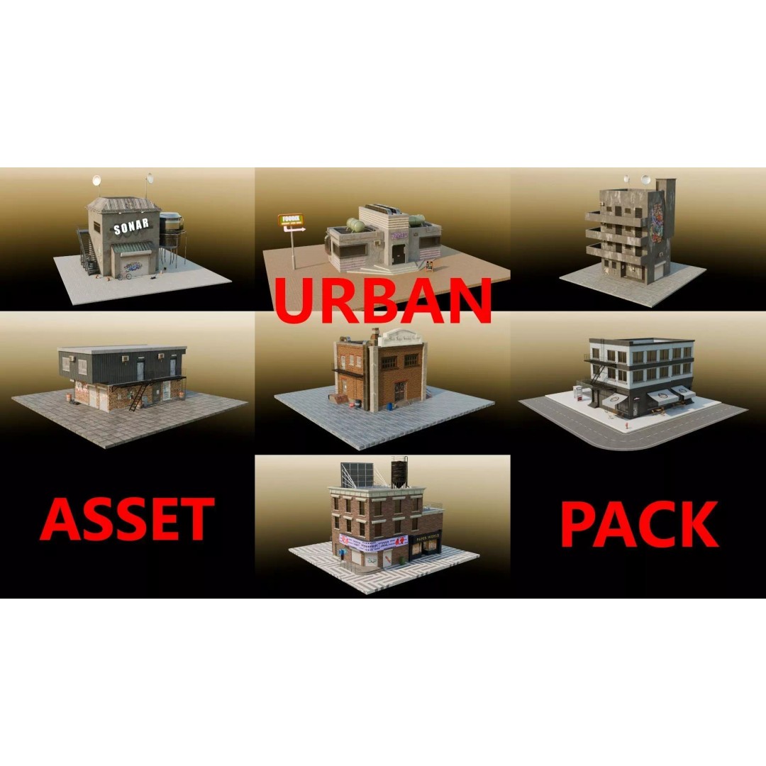 Urban Buildings 3D Model – Realistic Asset Pack for Games, Blender - View 2