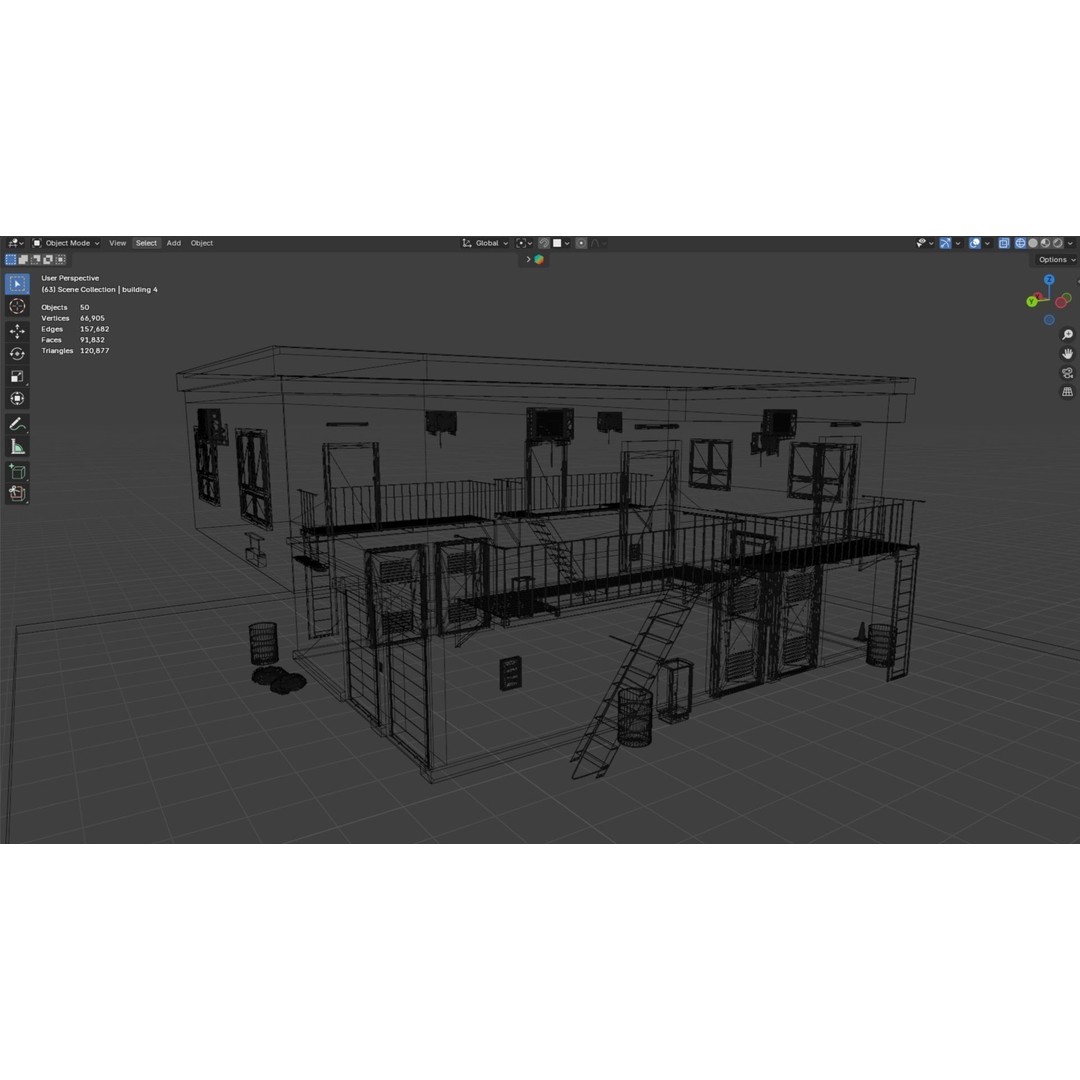 Urban Buildings 3D Model – Realistic Asset Pack for Games, Blender - View 20
